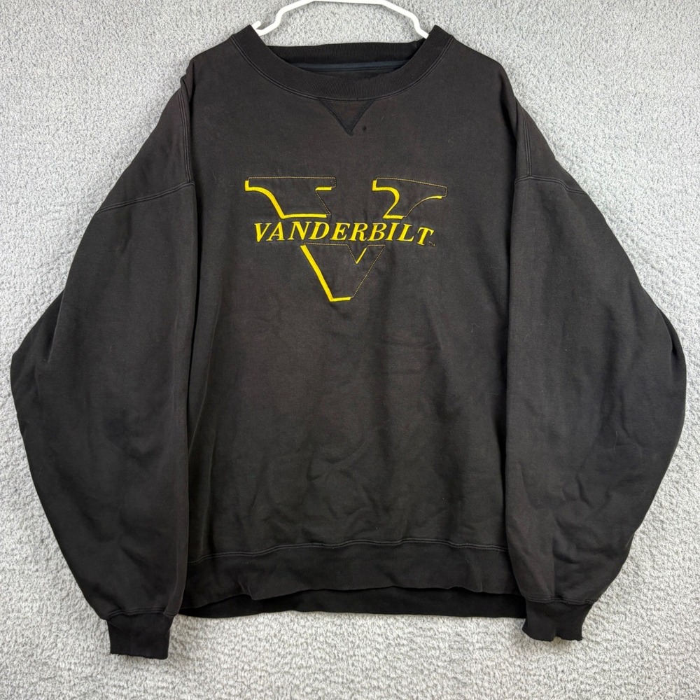 Vintage Vanderbilt Sweatshirt Mens XXL Black University Gear for Sports Y2K